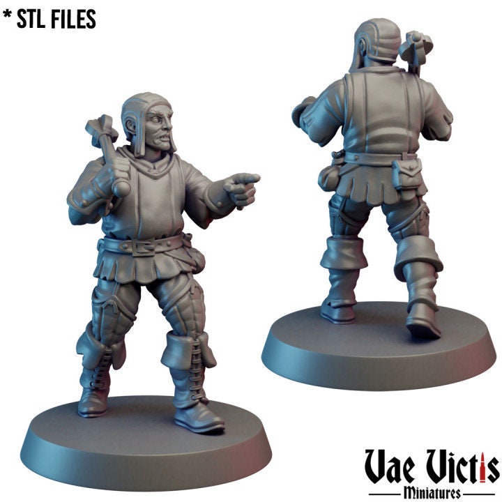 Village Watchmen Warband , Assembled Village Guard  Fantasy Miniatures by Vae Victis, perfect for Fantasy Wargames and Tabletop RPGs