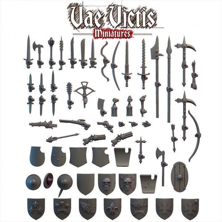 Modular Landsknecht Miniatures, Bits and Weapon Conversions Fantasy by Vae Victis, perfect for Fantasy Wargames and Tabletop RPGs.