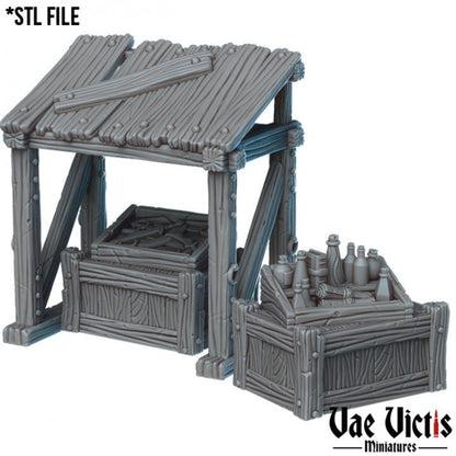 Fantasy Black Market Scenery Set 28mm Tabletop Terrain 32mm Terrain suitable for Fantasy Wargames and Tabletop RPGs