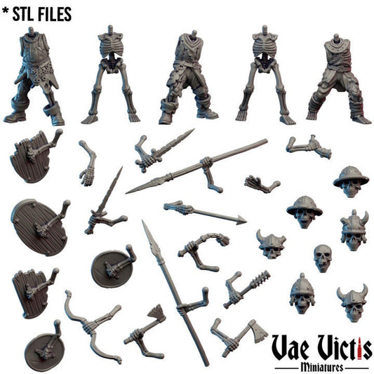 Modular Skeleton Undead Miniatures, Bits and Weapon Conversions Fantasy by Vae Victis, perfect for Fantasy Wargames and Tabletop RPGs
