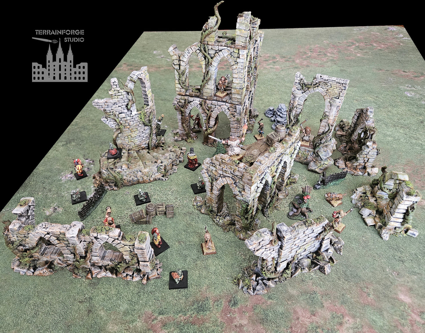Pro Painted Modular Wargaming Overgrown Ruins Terrain for Fantasy Wargames