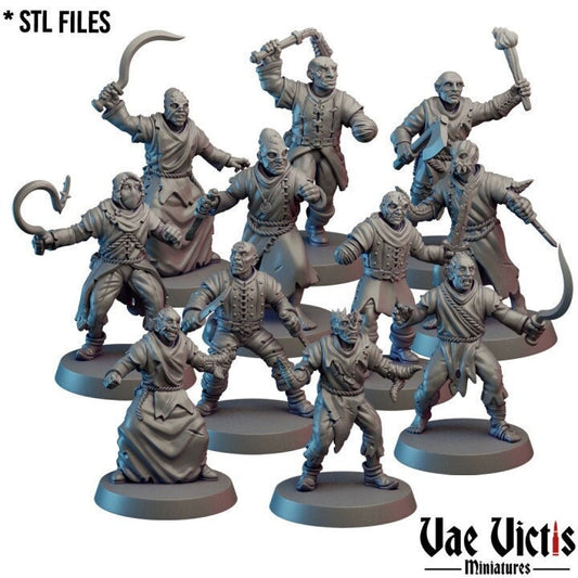 Possessed Cultist Warband  Fantasy Miniatures by Vae Victis, perfect for Fantasy Wargames and Tabletop RPGs