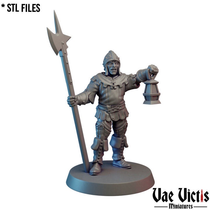 Village Watchmen Warband , Assembled Village Guard  Fantasy Miniatures by Vae Victis, perfect for Fantasy Wargames and Tabletop RPGs