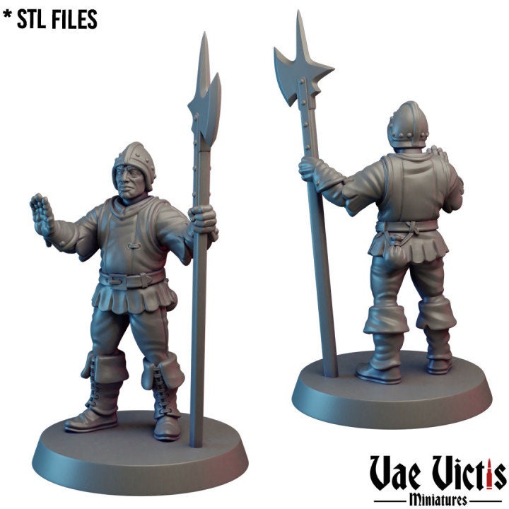 Village Watchmen Warband , Assembled Village Guard  Fantasy Miniatures by Vae Victis, perfect for Fantasy Wargames and Tabletop RPGs
