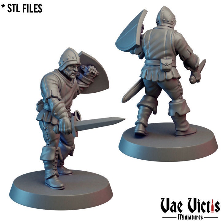 Village Watchmen Warband , Assembled Village Guard  Fantasy Miniatures by Vae Victis, perfect for Fantasy Wargames and Tabletop RPGs