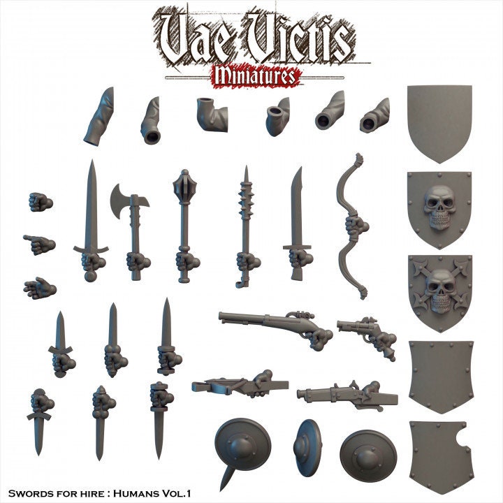 Weapons pack, Bits and Weapon Conversions Fantasy Miniatures by Vae Victis, perfect for Fantasy Wargames and Tabletop RPGs