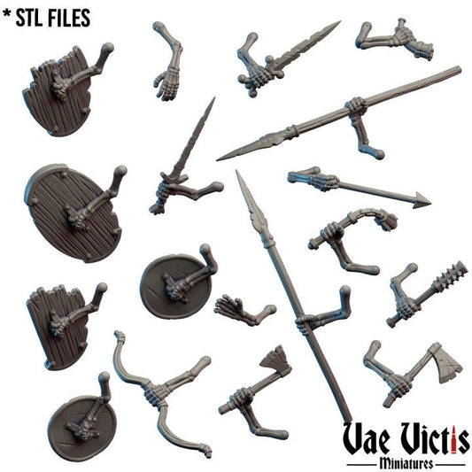 Modular Skeleton Undead Miniatures, Bits and Weapon Conversions Fantasy by Vae Victis, perfect for Fantasy Wargames and Tabletop RPGs
