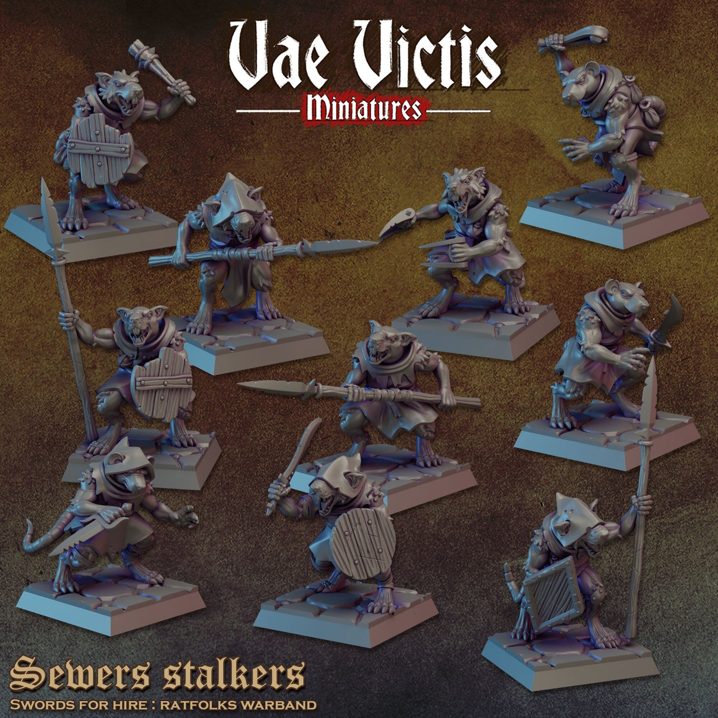 Modular Skaven Ratkin Warband,  Ratkin Fantasy Miniatures by Vae Victis, perfect for Fantasy Wargames and Tabletop RPGs