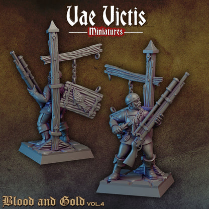 Modular Mercenary Handgunner Miniatures, Bits and Weapon Conversions Fantasy by Vae Victis, perfect for Fantasy tabletop Wargames