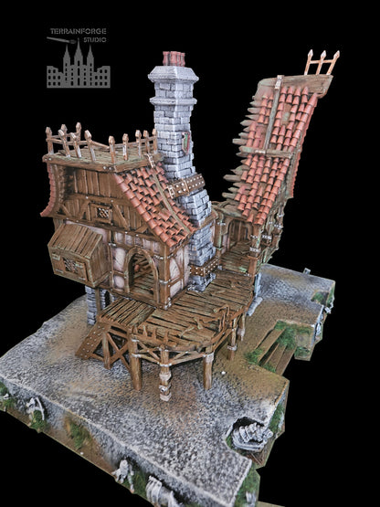 Pro Painted Hexengarde Von Ulfmann Manor Ruin Terrain for Fantasy Wargames, Modular Wargaming Terrain