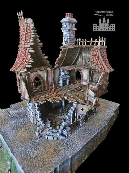 Pro Painted Hexengarde Von Ulfmann Manor Ruin Terrain for Fantasy Wargames, Modular Wargaming Terrain