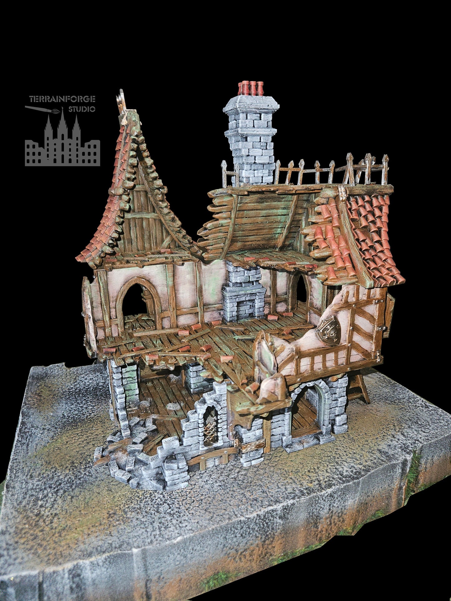 Pro Painted Hexengarde Von Ulfmann Manor Ruin Terrain for Fantasy Wargames, Modular Wargaming Terrain