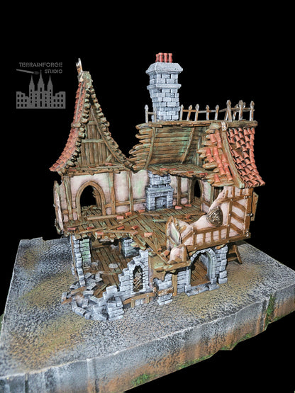 Pro Painted Hexengarde Von Ulfmann Manor Ruin Terrain for Fantasy Wargames, Modular Wargaming Terrain