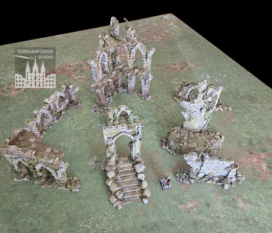 Pro Painted Modular Wargaming Overgrown Ruins Terrain for Fantasy Wargames