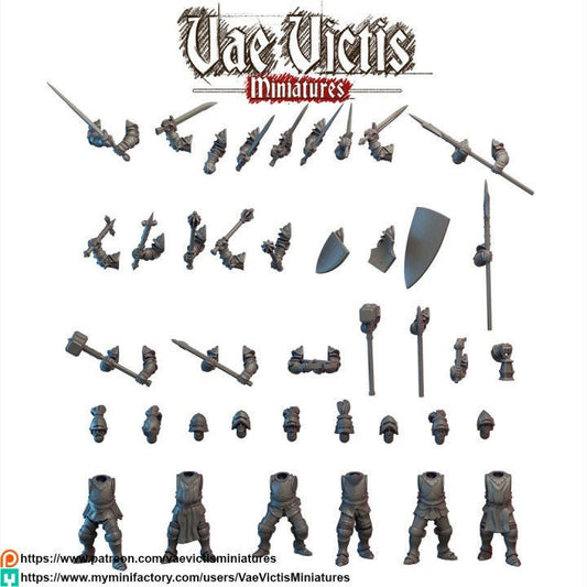 Modular Armored Knight Miniatures, Bits and Weapon Conversions Fantasy by Vae Victis