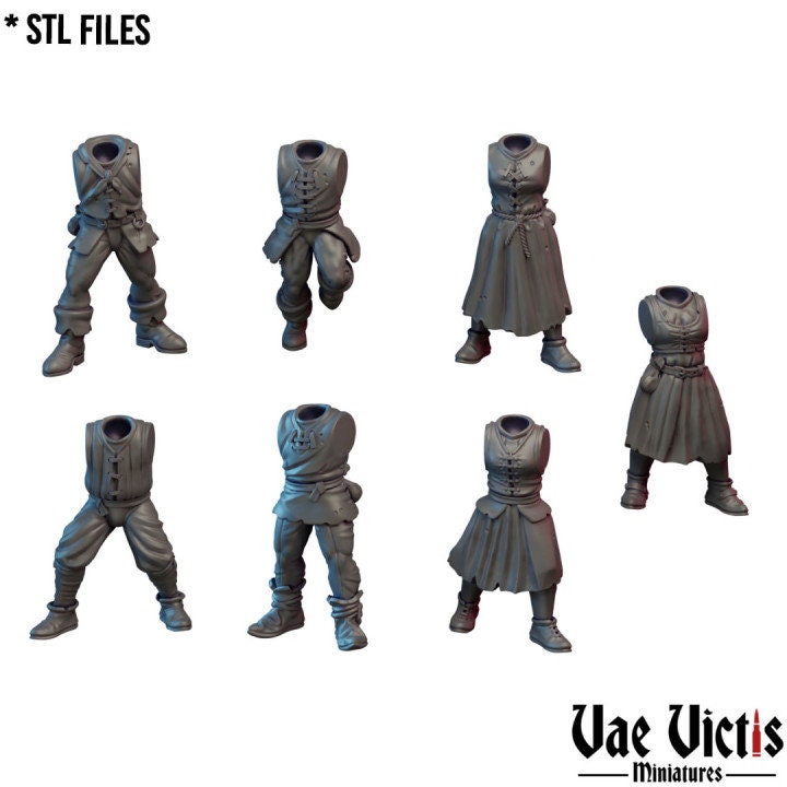 Modular Village Mob Miniatures, Bits and Weapon Conversions Fantasy by Vae Victis, perfect for Fantasy Wargames and Tabletop RPGs