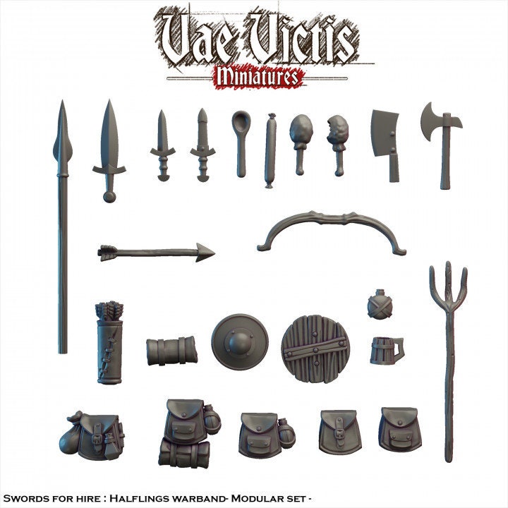 Modular Halfling Village Guard Miniatures, Bits and Weapon Conversions Fantasy by Vae Victis, perfect for Fantasy Wargames and Tabletop RPGs