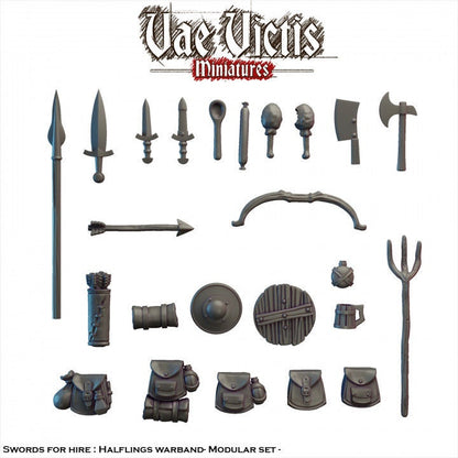 Modular Halfling Village Guard Miniatures, Bits and Weapon Conversions Fantasy by Vae Victis, perfect for Fantasy Wargames and Tabletop RPGs