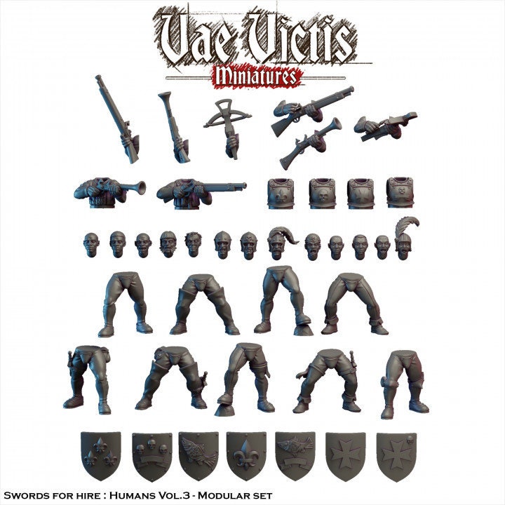Modular Mercenary Miniatures, Bits and Weapon Conversions Fantasy by Vae Victis, perfect for Fantasy Wargames and Tabletop RPGs
