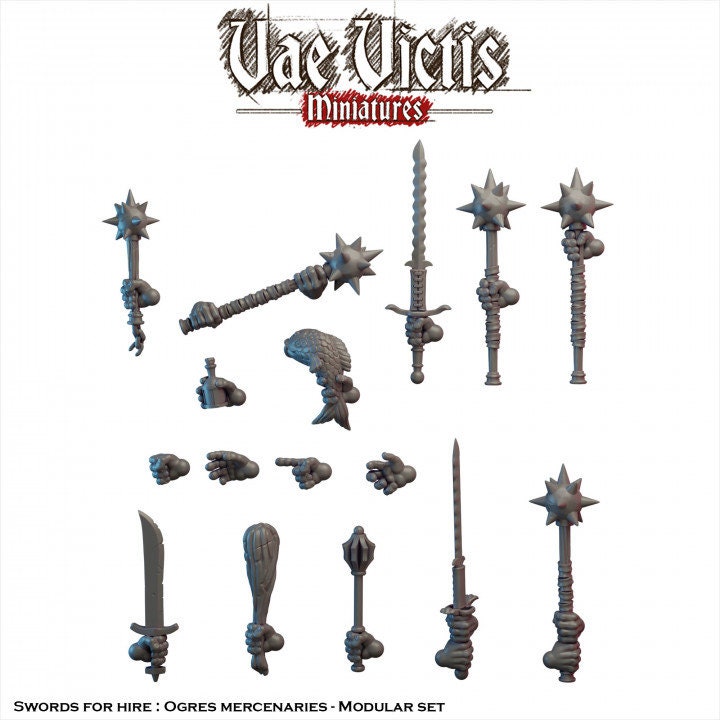 Modular Ogre Mercenary Warriors, Bits and Weapon Conversions Fantasy by Vae Victis, perfect for Fantasy Wargames and Tabletop RPGs