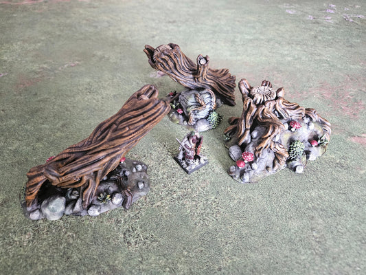 Pro Painted Woodland Terrain Fallen Trees Scatter Fantasy set, Tabletop Scenery  for most Fantasy Wargames and Tabletop RPGs