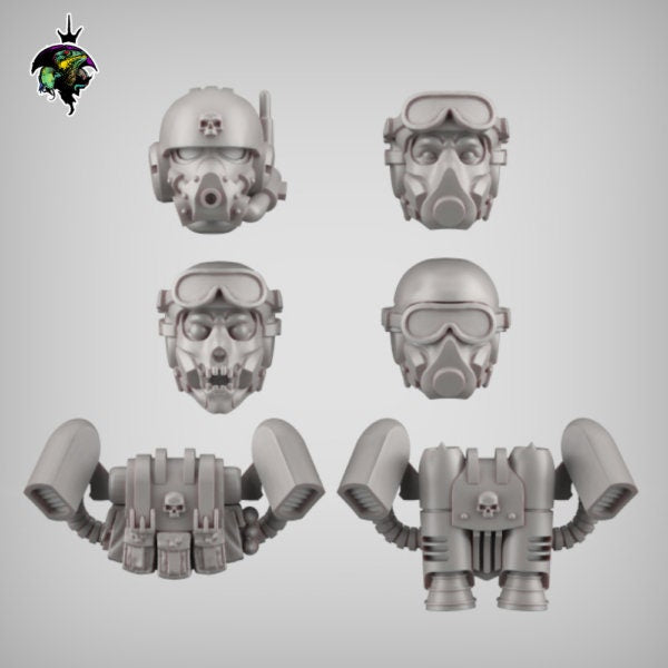 Jump troops bits set, Modular Sci-Fi Guard 40k Miniatures by Reptilian Overlords, Drop troops Conversion for Sci-Fi Wargames