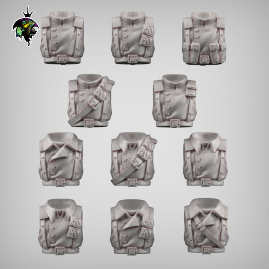 Miltunic  Torso set, Modular Miniatures by Reptilian Overlords, Bits for Sci-Fi boardgames