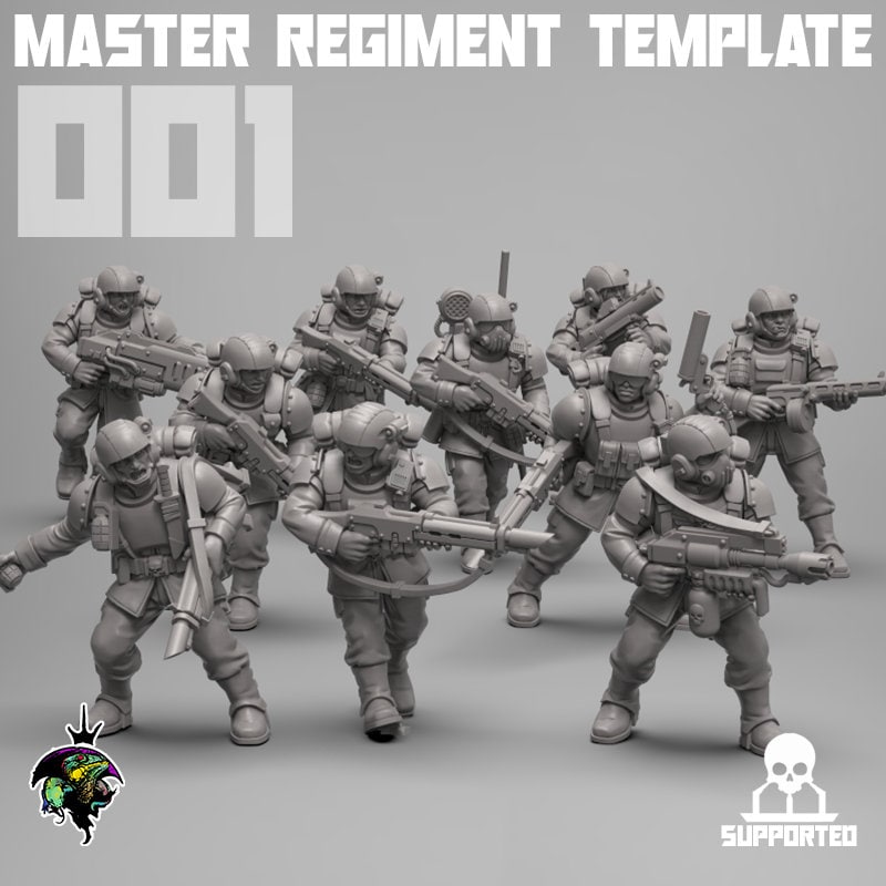 Master Regiment Template Base Set Miniatures by Reptilian Overlords,  Imperial guard infantry regiment