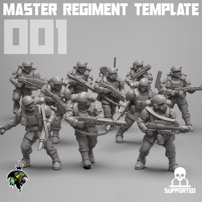Master Regiment Template Base Set Miniatures by Reptilian Overlords,  Imperial guard infantry regiment