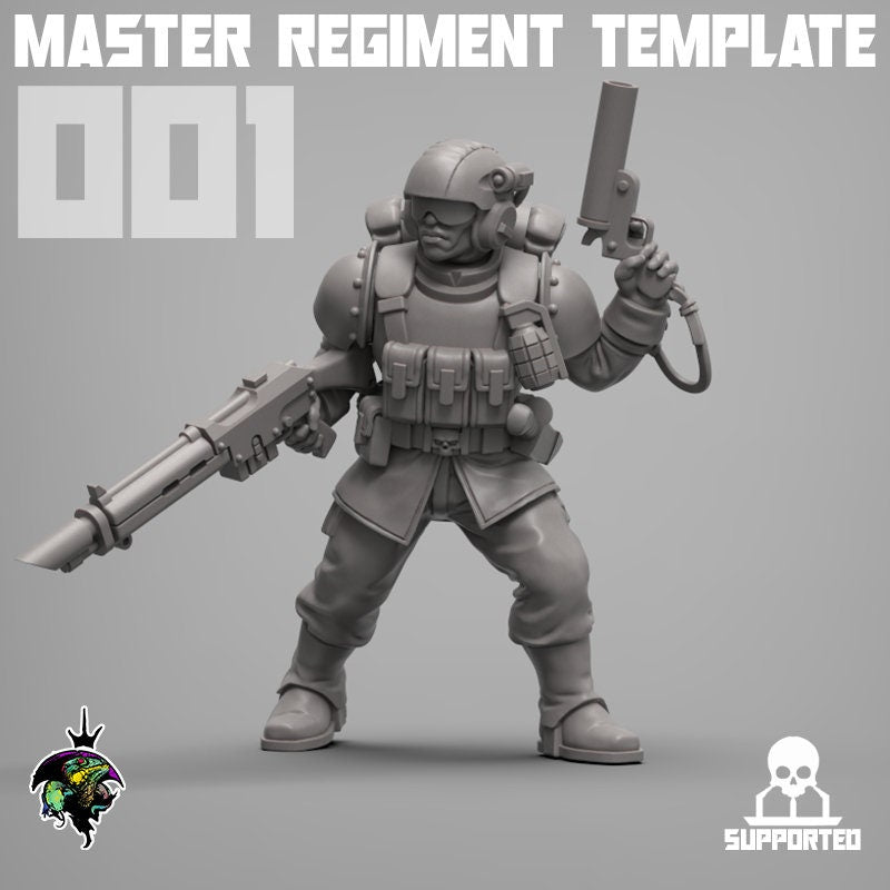 Master Regiment Template Base Set Miniatures by Reptilian Overlords,  Imperial guard infantry regiment