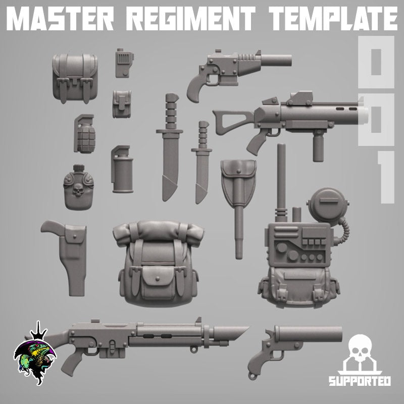 MODULAR Master Regiment Template, Modular Sci-Fi Wargames Space Guard Miniatures by Reptilian Overlords, Imperial guard infantry regiment