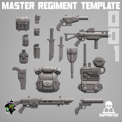 MODULAR Master Regiment Template, Modular Sci-Fi Wargames Space Guard Miniatures by Reptilian Overlords, Imperial guard infantry regiment