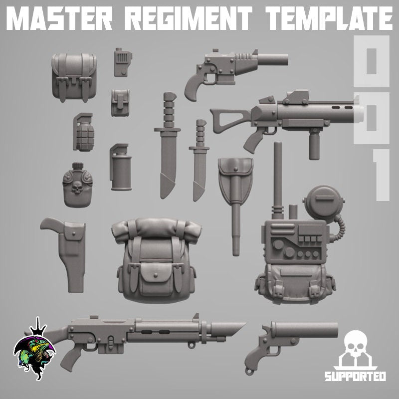 MODULAR Master Regiment Template, Modular Sci-Fi Wargames Space Guard Miniatures by Reptilian Overlords,  Imperial guard infantry regiment
