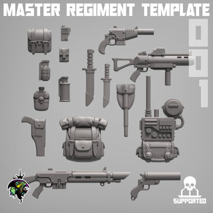 MODULAR Master Regiment Template, Modular Sci-Fi Wargames Space Guard Miniatures by Reptilian Overlords,  Imperial guard infantry regiment