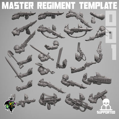 MODULAR Master Regiment Template, Modular Sci-Fi Wargames Space Guard Miniatures by Reptilian Overlords, Imperial guard infantry regiment