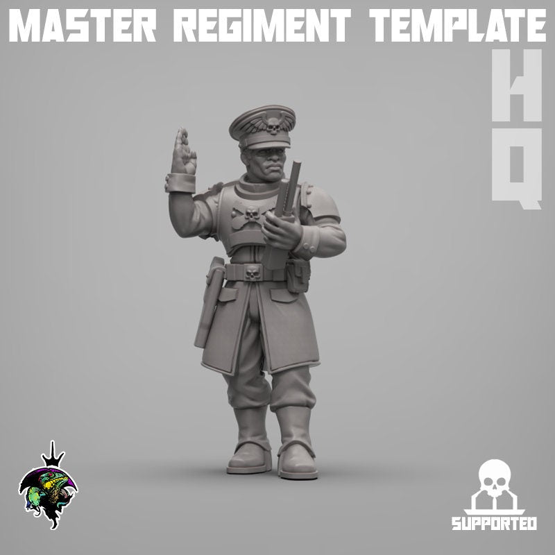 Modular Command Squad Master Regiment Template Base Set, Space Guardsmen Miniatures by Reptilian Overlords, Guard for Sci-Fi Wargames