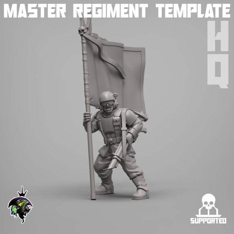 Modular Command Squad Master Regiment Template Base Set, Space Guardsmen Miniatures by Reptilian Overlords, Guard for Sci-Fi Wargames