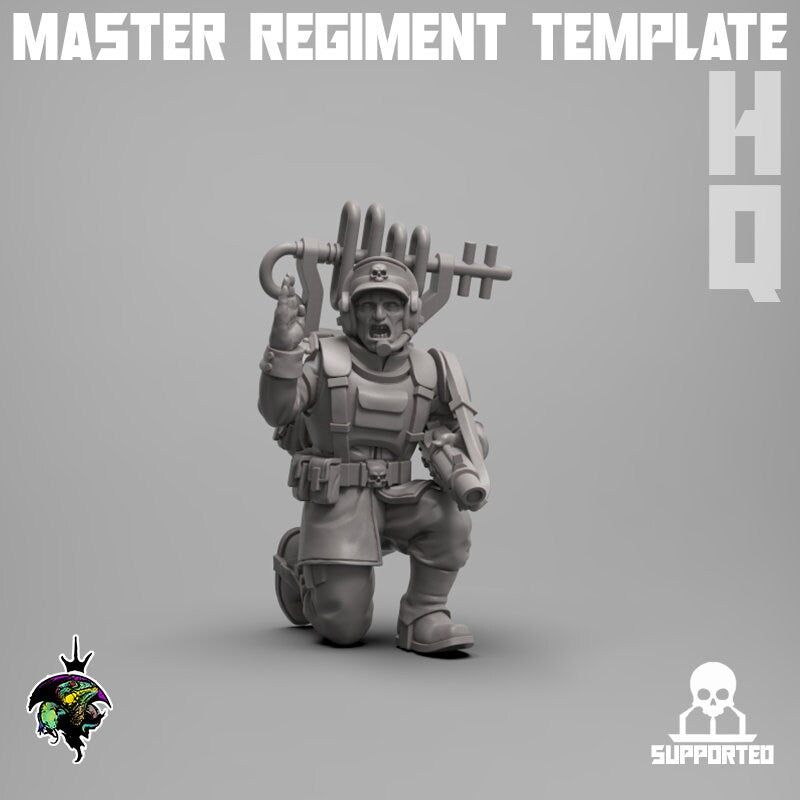 Modular Command Squad Master Regiment Template Base Set, Space Guardsmen Miniatures by Reptilian Overlords, Guard for Sci-Fi Wargames