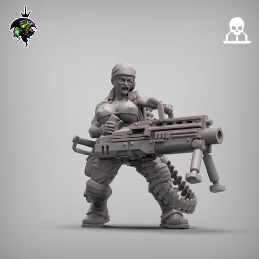 Sergeant Hawker, Female Guardsmen Character Proxy, Sci-Fi Wargames Miniatures by Reptilian Overlords