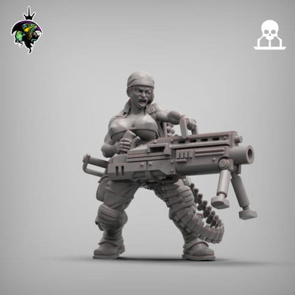 Sergeant Hawker, Female Guardsmen Character Proxy, Sci-Fi Wargames Miniatures by Reptilian Overlords