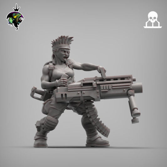 Sergeant Hawker, Female Guardsmen Character Proxy, Sci-Fi Wargames Miniatures by Reptilian Overlords