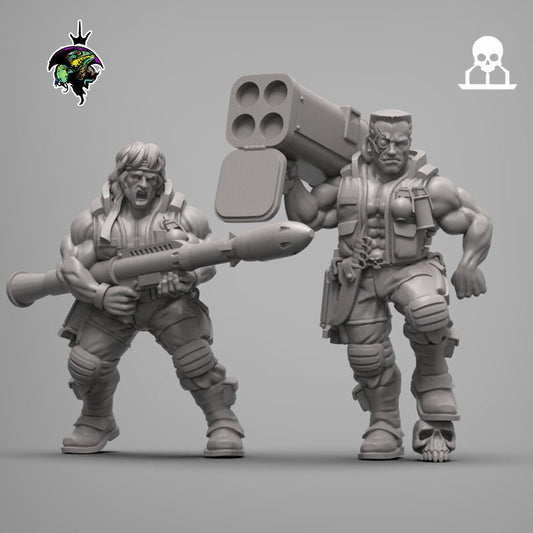 Zorbo and Duke vol. 2, Rambo and Predator Dutch Proxy, Sci-Fi Wargames Miniatures by Reptilian Overlords