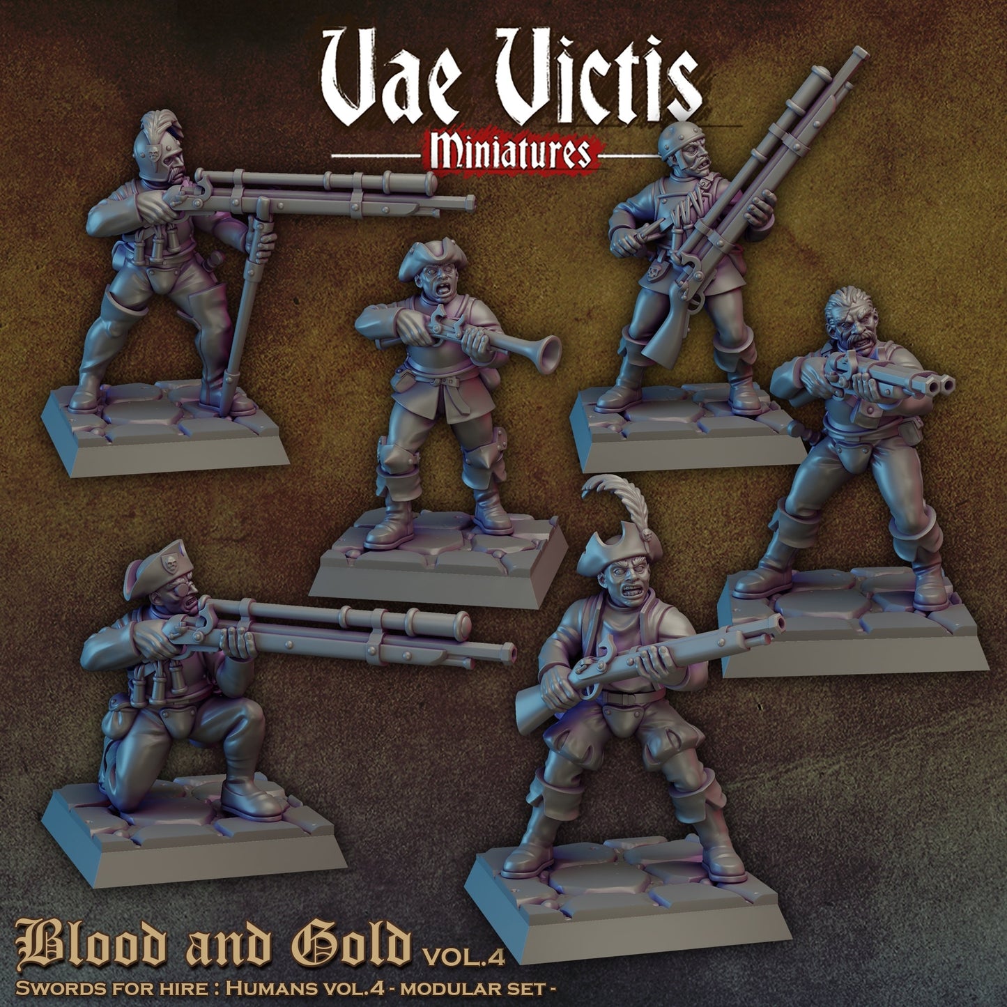 Modular Mercenary Handgunner Miniatures, Bits and Weapon Conversions Fantasy by Vae Victis, perfect for Fantasy tabletop Wargames