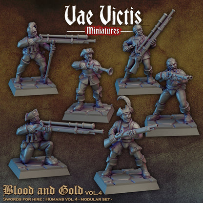 Modular Mercenary Handgunner Miniatures, Bits and Weapon Conversions Fantasy by Vae Victis, perfect for Fantasy tabletop Wargames