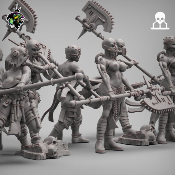 Choppy Zealots, Female Executioner Miniatures by Reptilian Overlords,  Inquisition infantry regiment