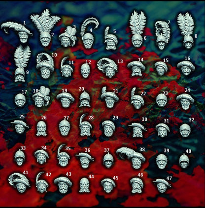 Modular Mercenary Bits, individual Heads. Fantasy Miniatures by Reptilian Overlords, perfect for Fantasy Wargames and Tabletop RPGs