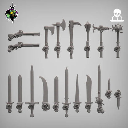 Modular Mercenary Bits, Weapon packs, Heads, Torsos and Legs. Fantasy Miniatures by Reptilian Overlords, Fantasy Wargames and Tabletop RPGs