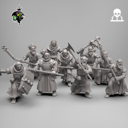 Modular Flagellants, Warrior Priests and Zealots, Witch Hunter Warband. Fantasy Miniatures by Reptilian Overlords, perfect for Wargames