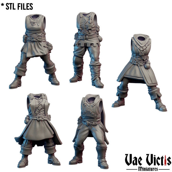 Modular Female Mercenary Ruffian Miniatures, Bits and Weapon Conversions by Vae Victis, perfect for Fantasy Wargames and Tabletop RPGs