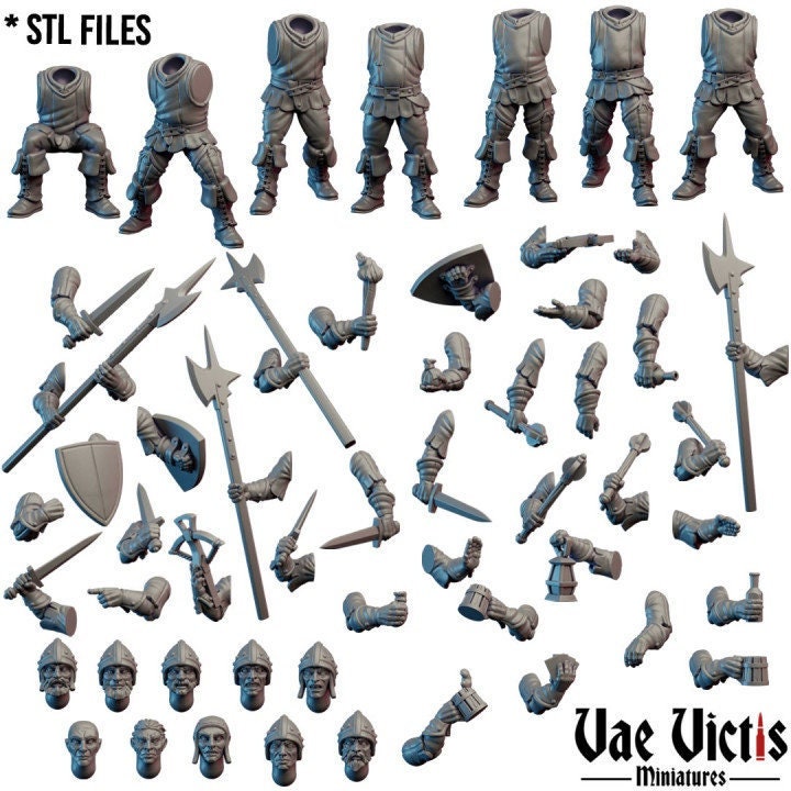 Modular Village Guard Miniatures, Bits and Weapon Conversions Fantasy by Vae Victis, perfect for Fantasy Wargames and Tabletop RPGs